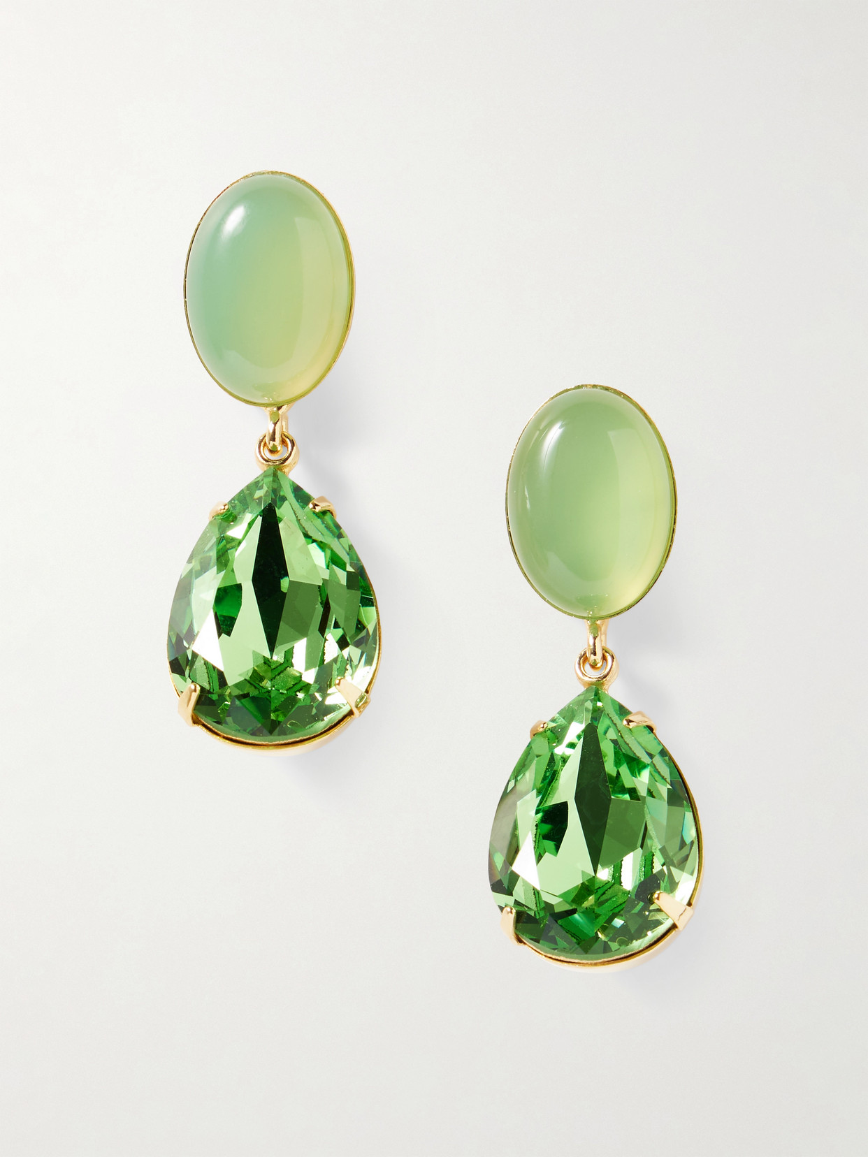 Jennifer Behr Linette Gold-plated, Chalcedony And Crystal Earrings In Green