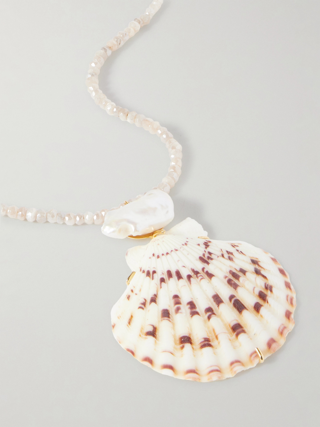 Jennifer Behr Paradis Gold-plated, Quartz, Pearl And Shell Necklace