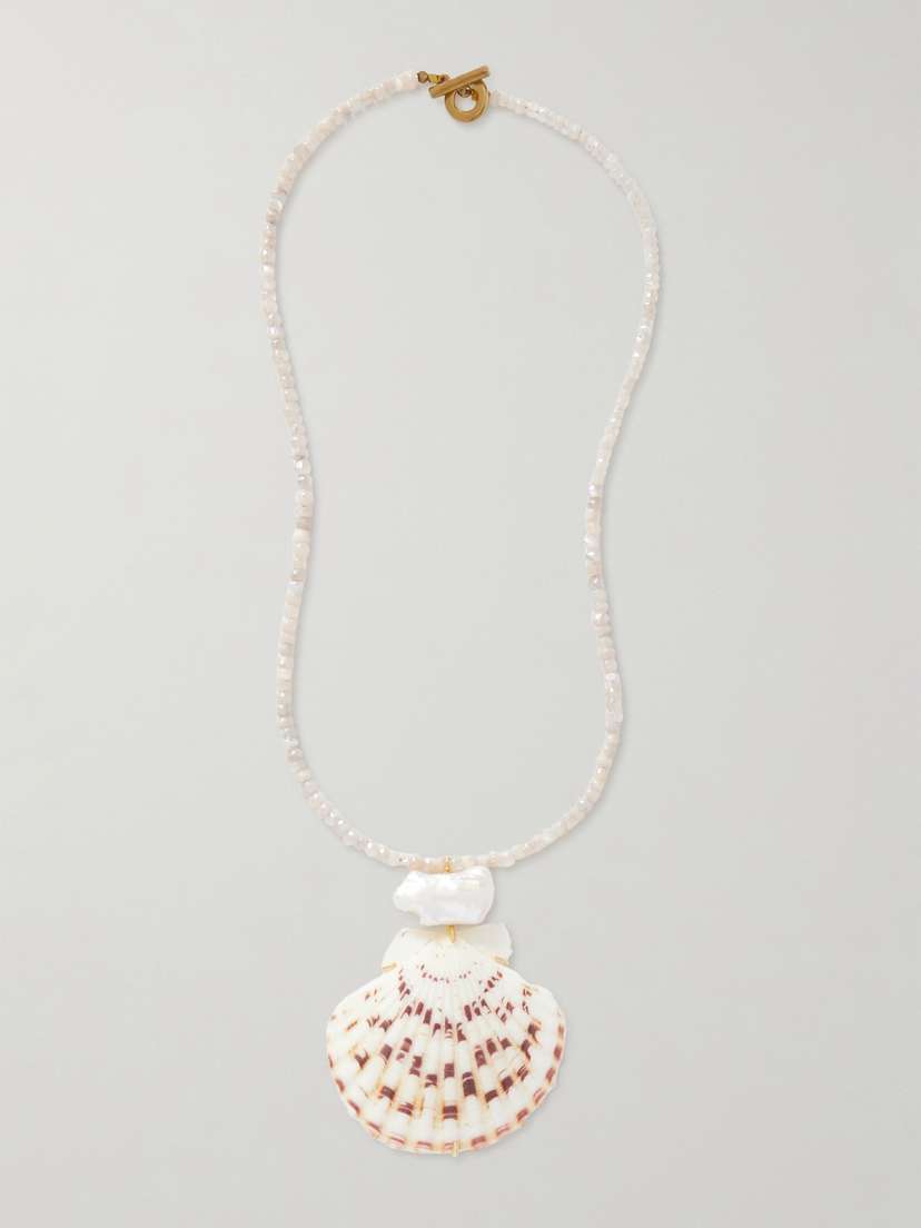Jennifer Behr Paradis Gold-plated, Quartz, Pearl And Shell Necklace