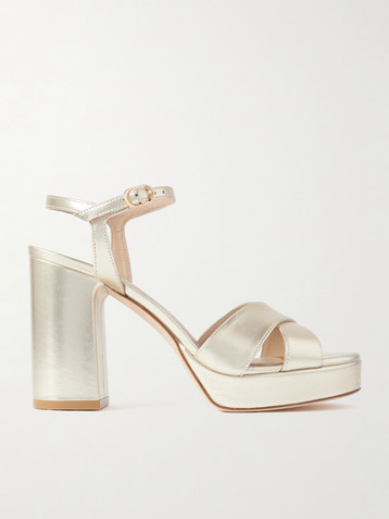 Stuart Weitzman Dayna metallic leather platform sandals