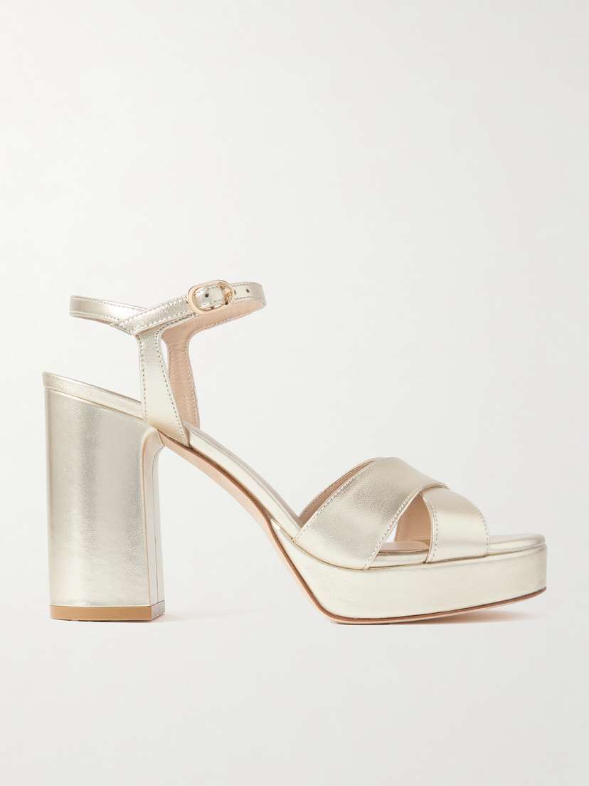 Stuart Weitzman Dayna Metallic Leather Platform Sandals