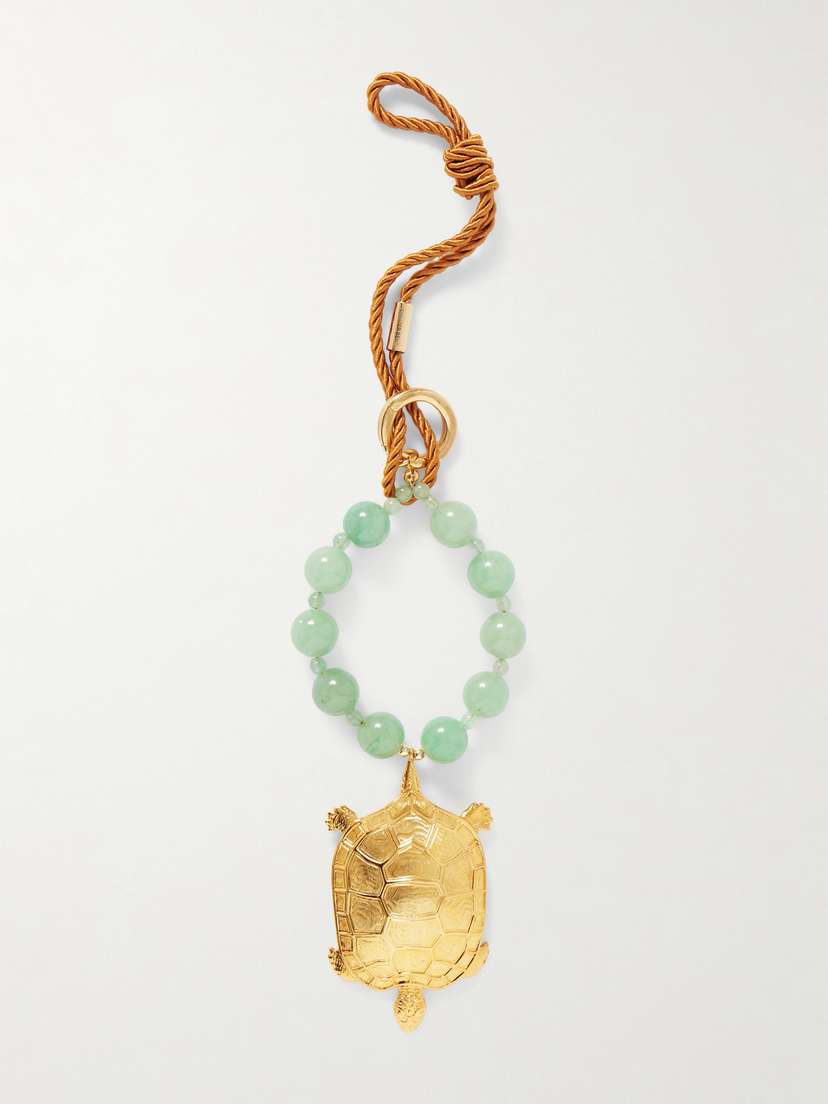 Jennifer Behr Turtle Gold-plated, Aventurine And Cord Keychain