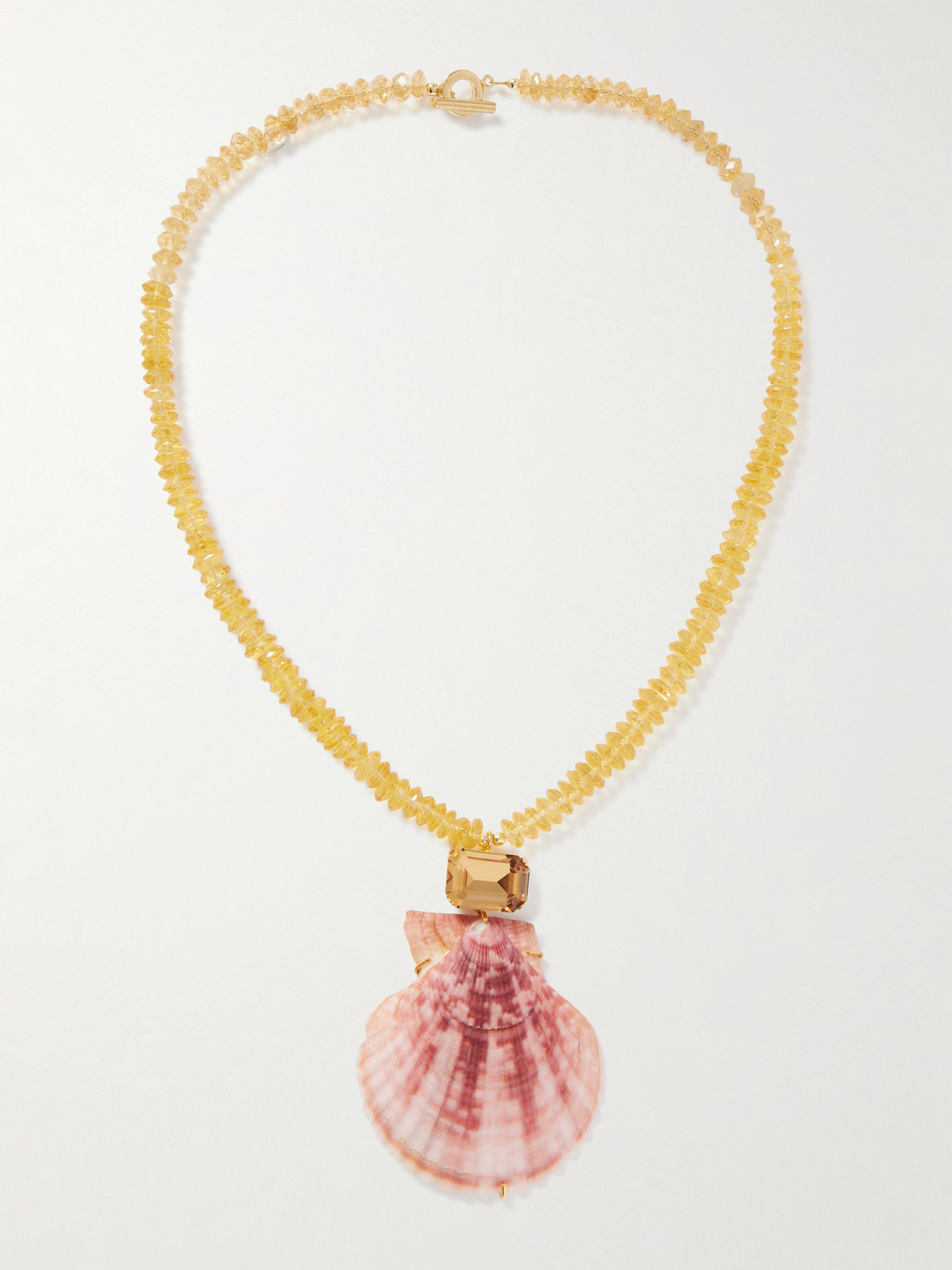 Jennifer Behr Roma Gold-plated, Citrine, Shell And Crystal Necklace In Red