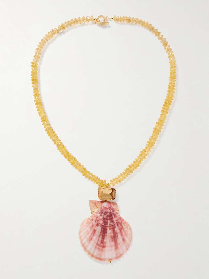 Jennifer Behr Roma Gold-plated, Citrine, Shell And Crystal Necklace