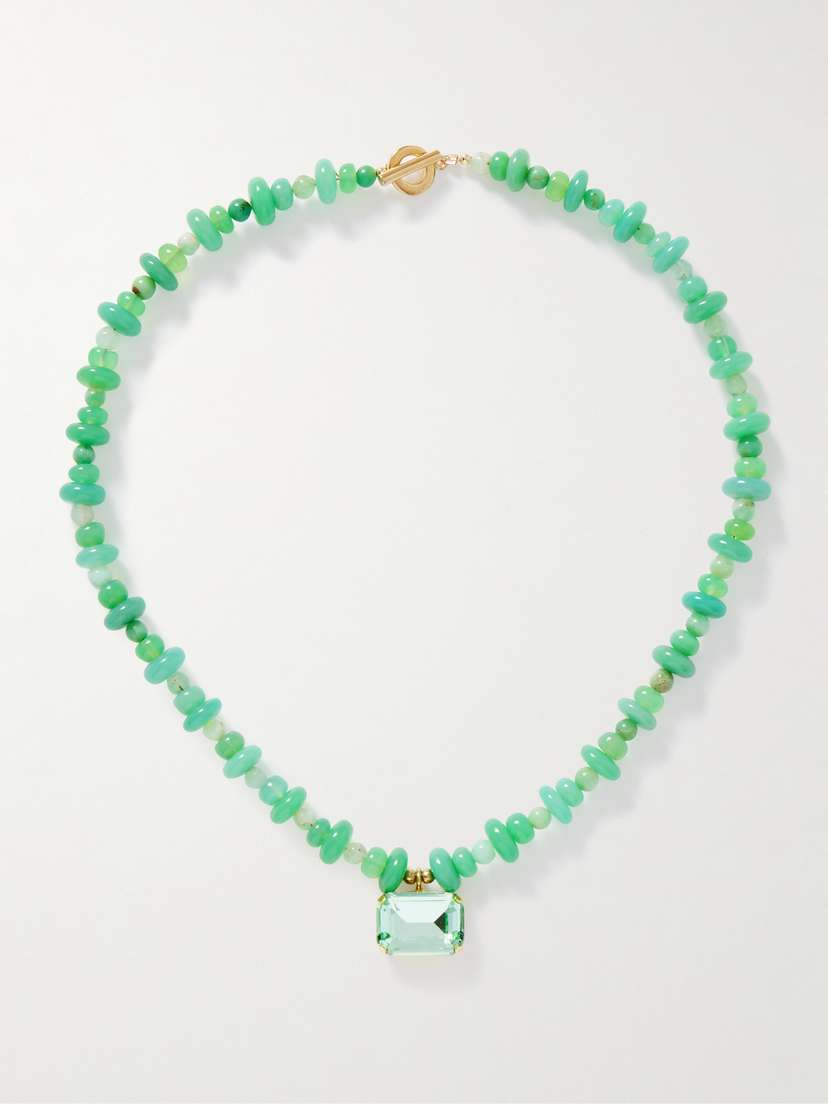 Jennifer Behr Salerno Gold-plated, Chrysoprase And Crystal Necklace