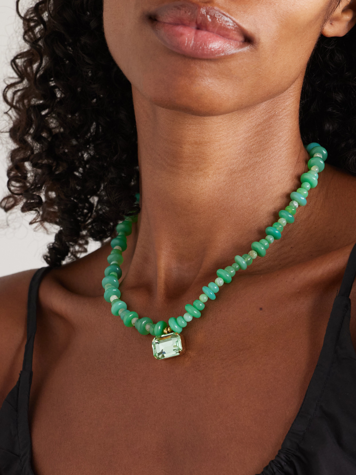 Jennifer Behr Salerno Gold-plated, Chrysoprase And Crystal Necklace