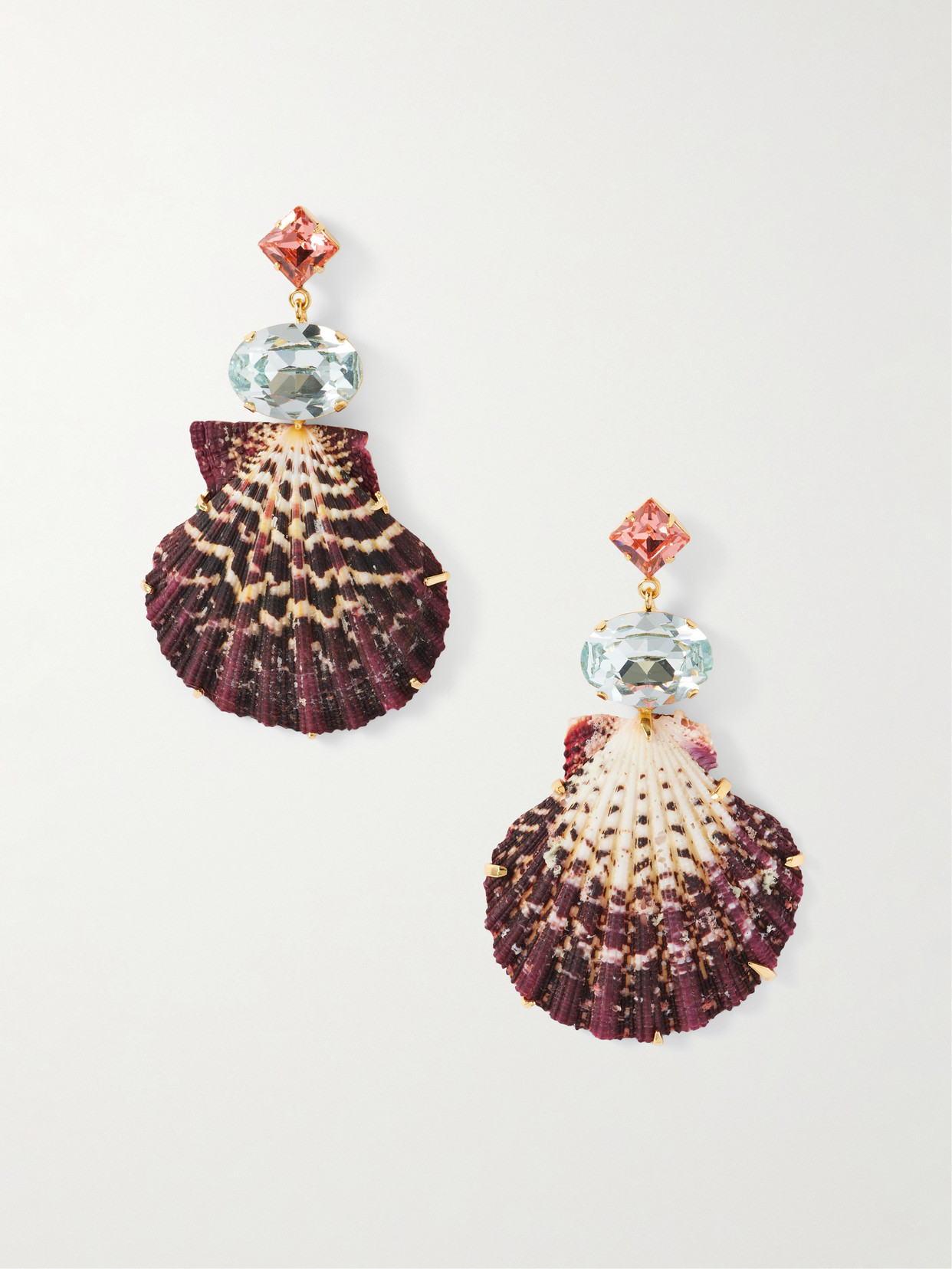 Jennifer Behr Aegean Gold-plated, Shell And Crystal Earrings In Red