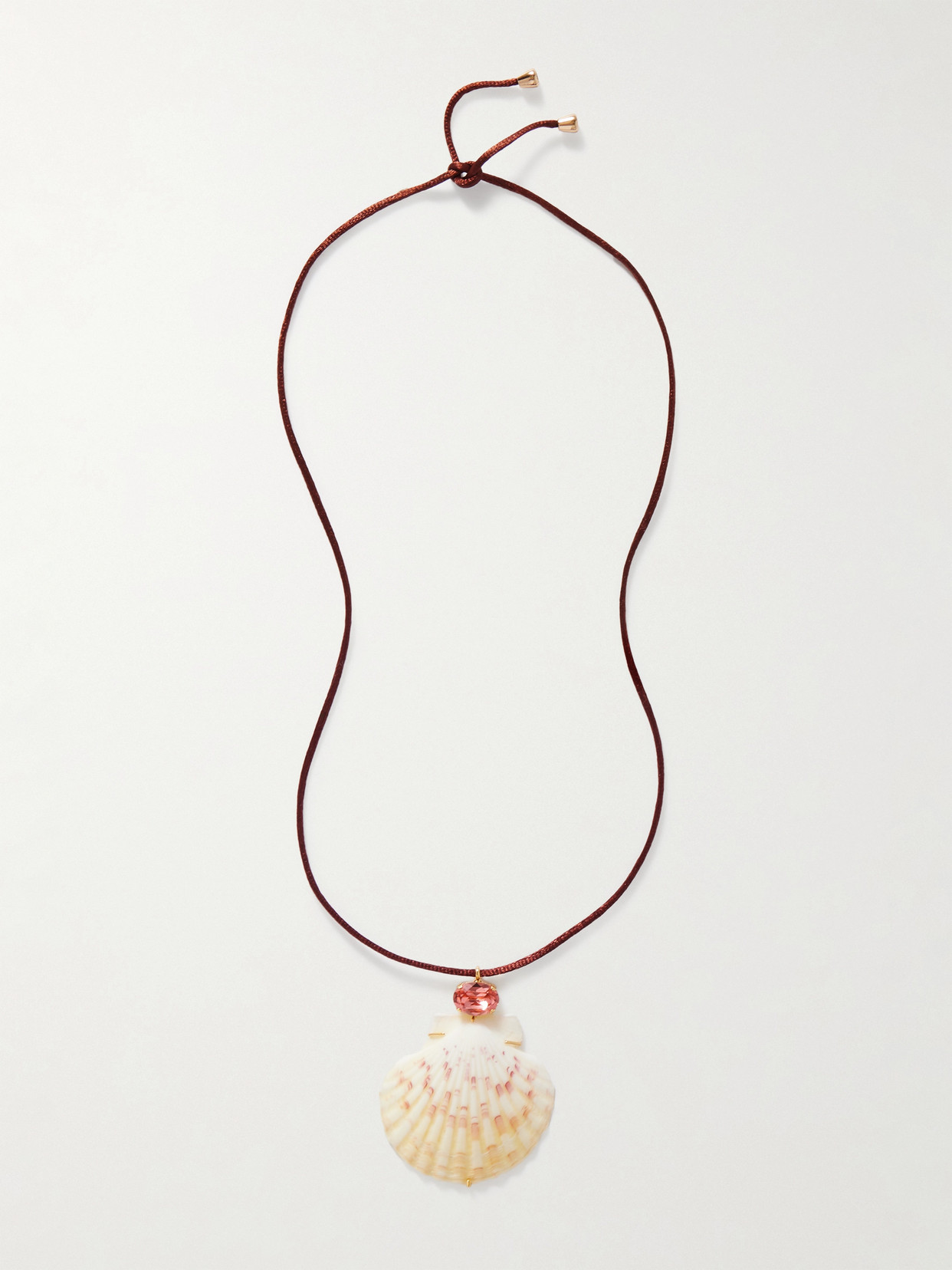 Jennifer Behr Atrani Gold-plated, Shell, Crystal And Cord Necklace In Red