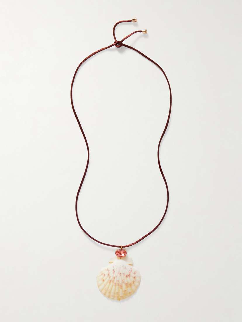 Jennifer Behr Atrani Gold-plated, Shell, Crystal And Cord Necklace