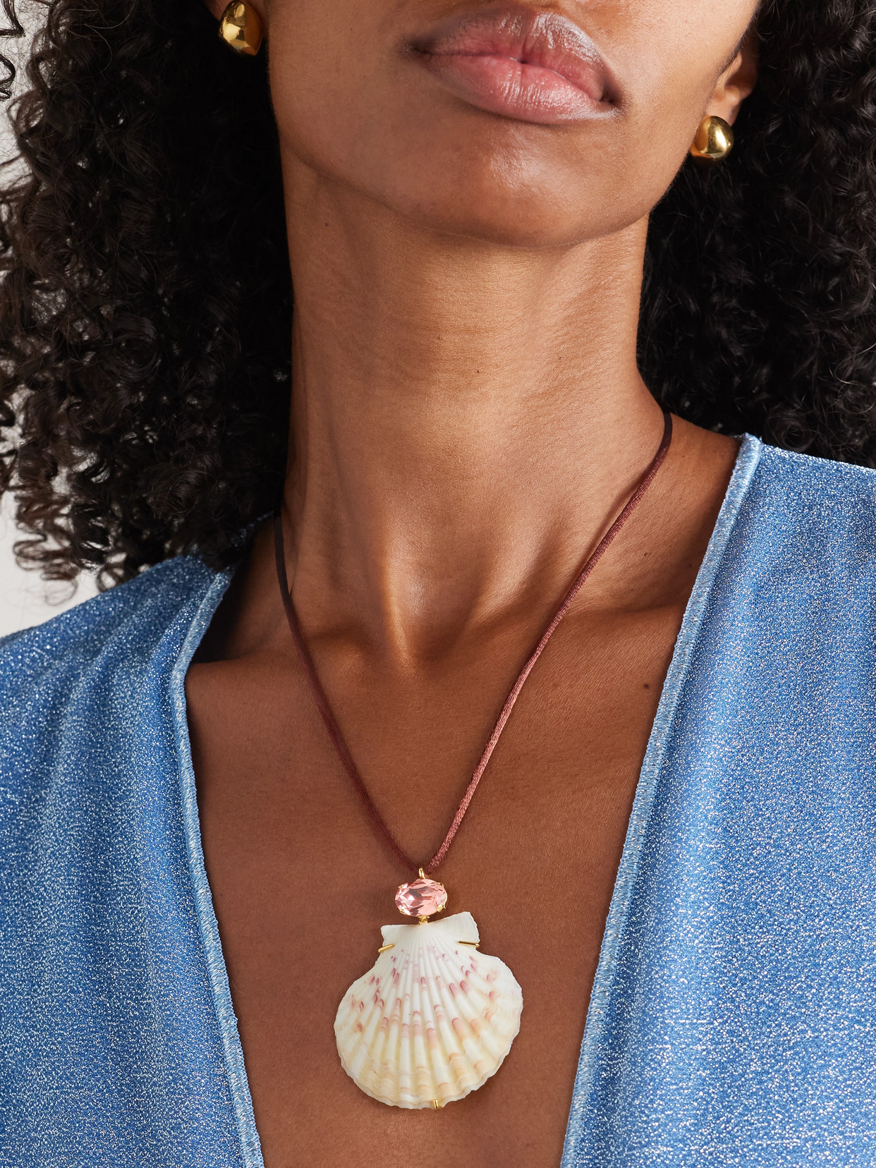Jennifer Behr Atrani Gold-plated, Shell, Crystal And Cord Necklace