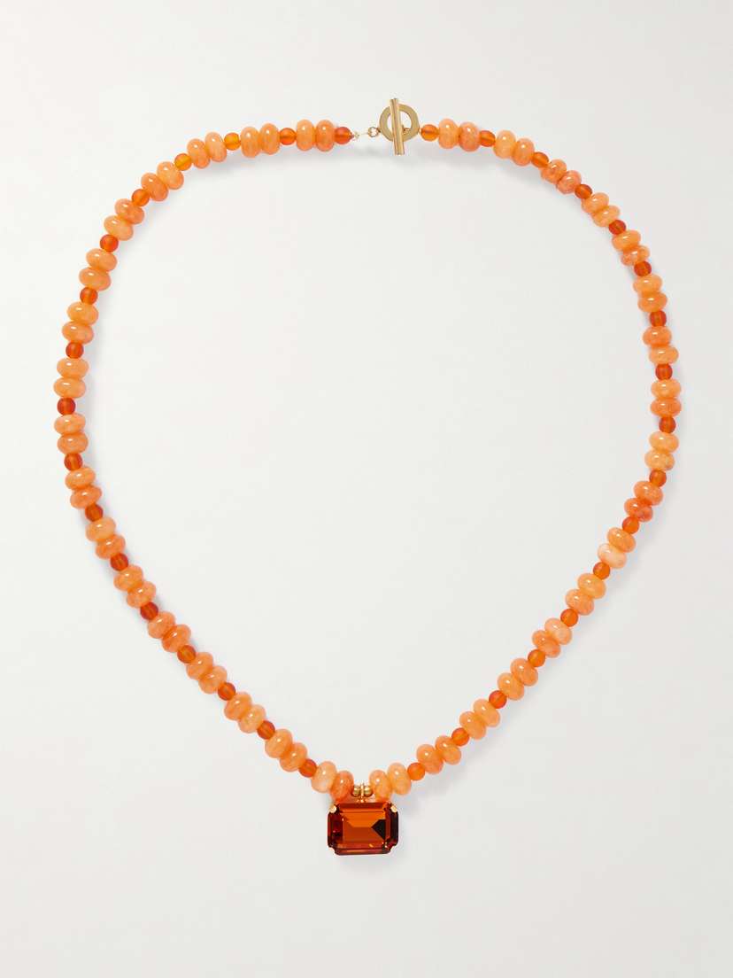 Jennifer Behr Salerno Gold-plated, Carnelian And Crystal Necklace