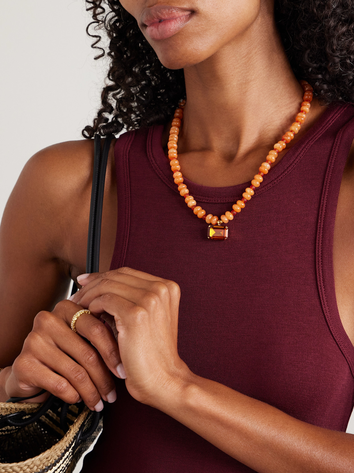 Jennifer Behr Salerno Gold-plated, Carnelian And Crystal Necklace