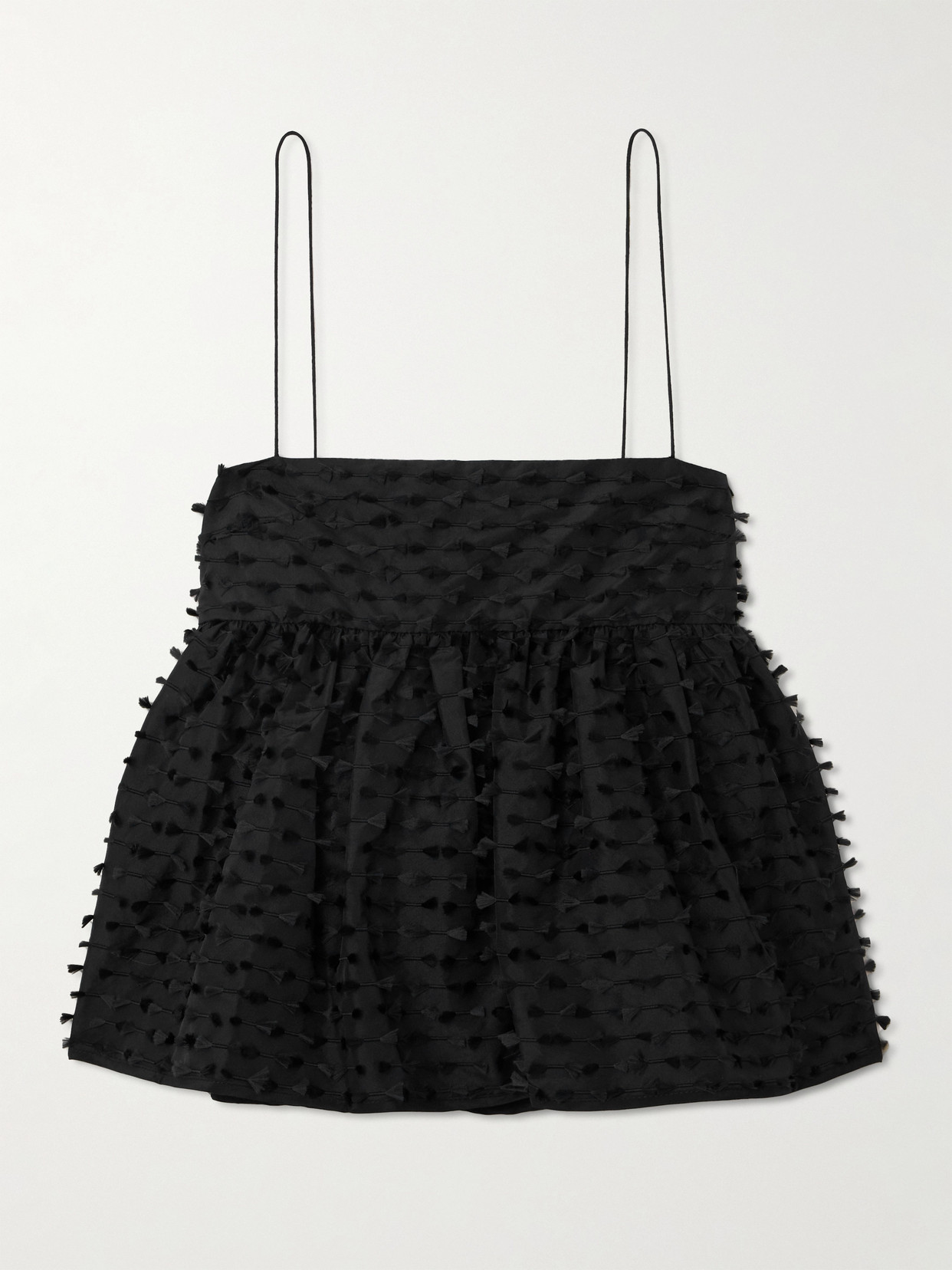 Cecilie Bahnsen Babette Fil Coupé Shell Peplum Top In Black