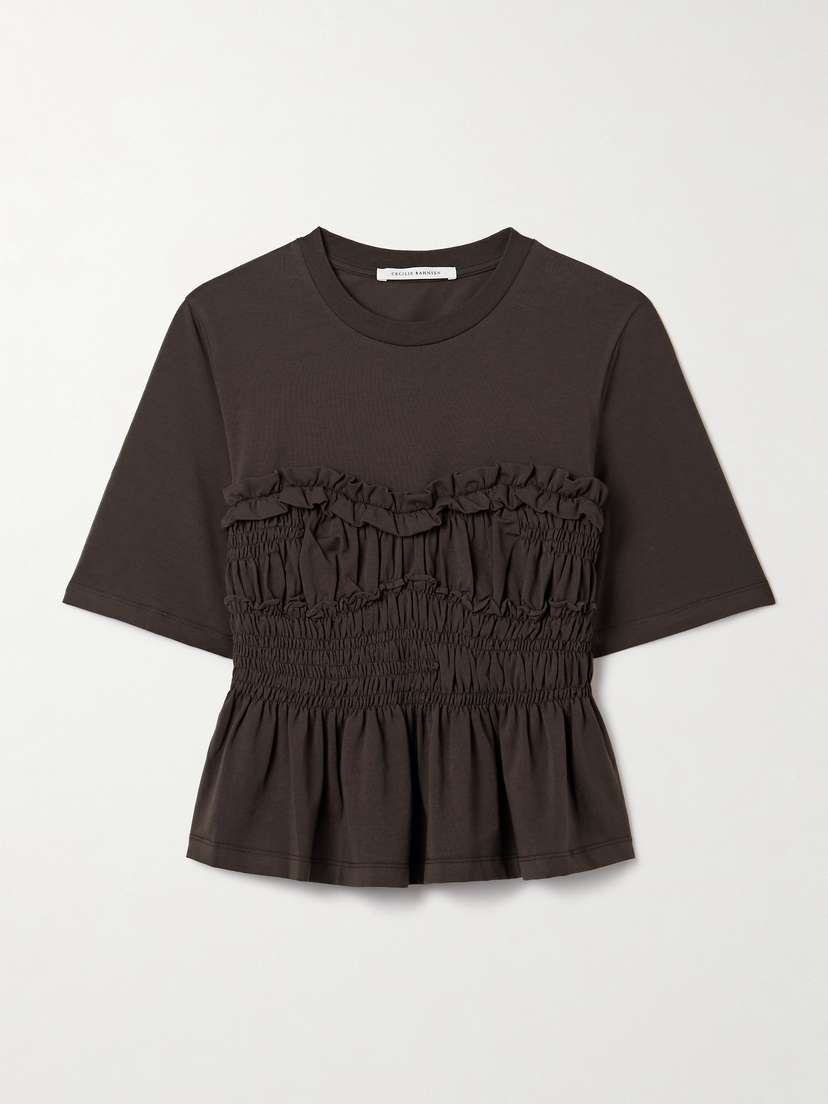 Cecilie Bahnsen Vilde Ruffled Shirred Cotton-jersey T-shirt