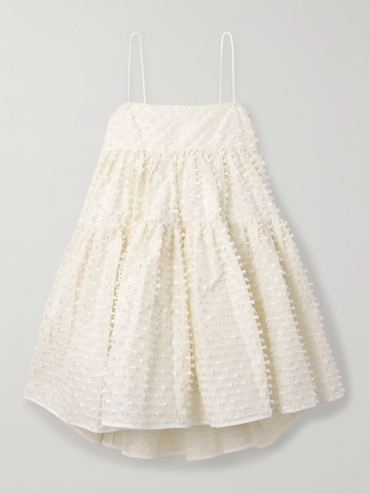 Cecilie Bahnsen Oberra Tiered Fil Coupé Shell Mini Dress In White