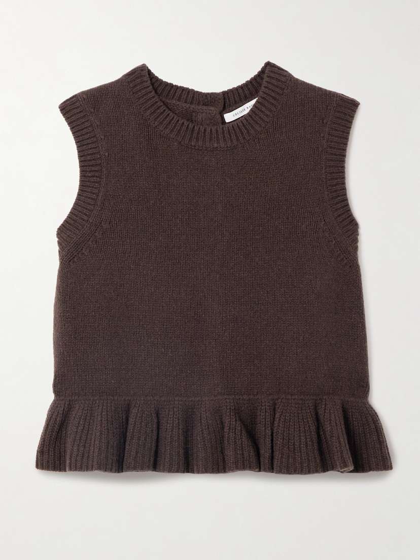 Cecilie Bahnsen Bill Ruffled Cashmere And Wool-blend Peplum Tank