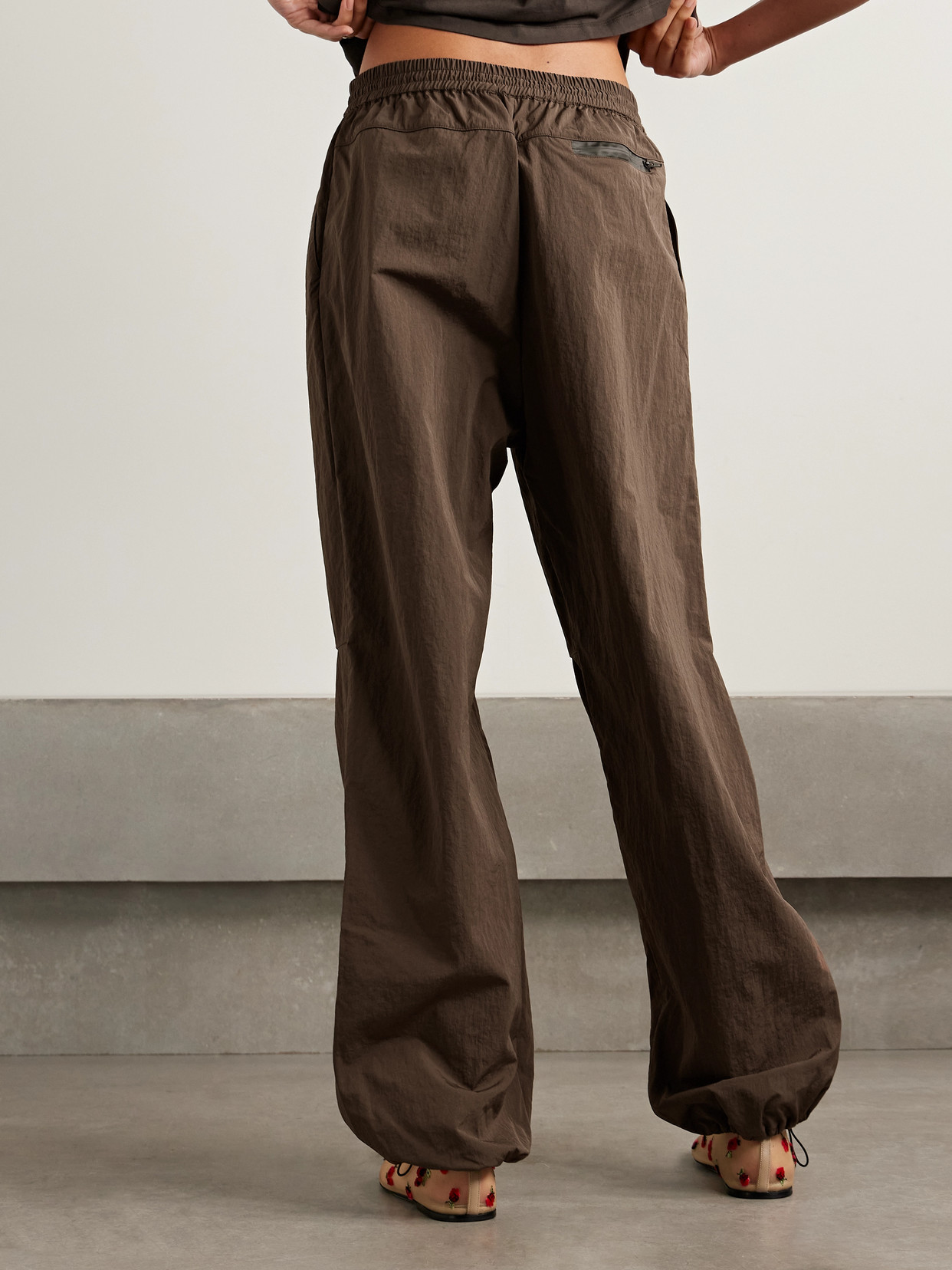 Cecilie Bahnsen Brooks Paneled Recycled-shell Track Pants In Brown
