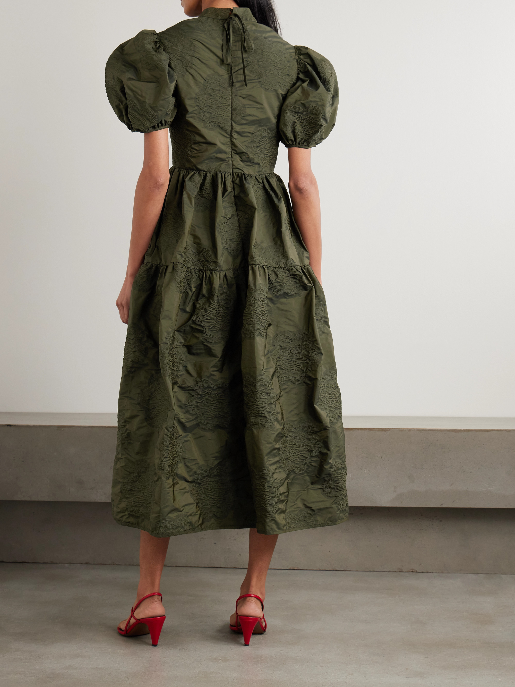 Cecilie Bahnsen Kelly tiered matelassé-taffeta midi dress