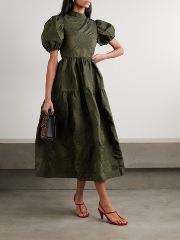 Cecilie Bahnsen Kelly tiered matelassé-taffeta midi dress