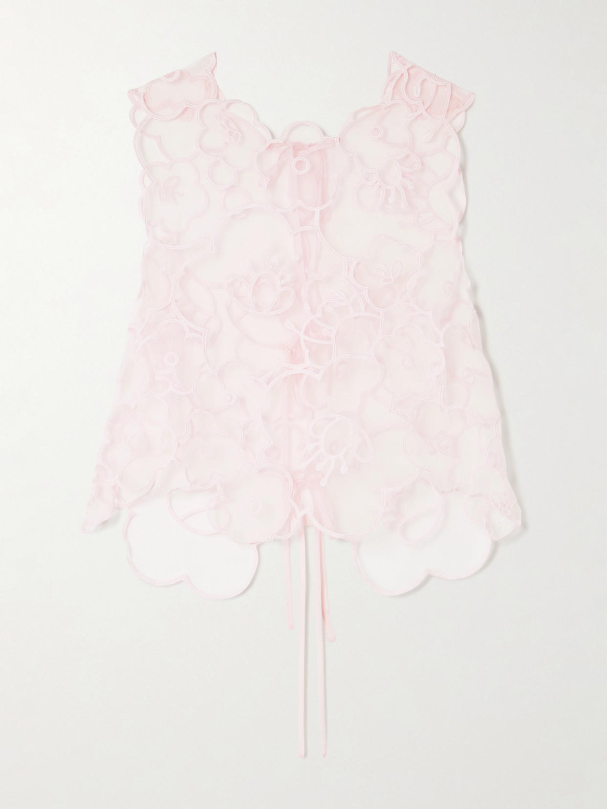 Cecilie Bahnsen Blake Tie-back Embroidered Organza Tank In Pink