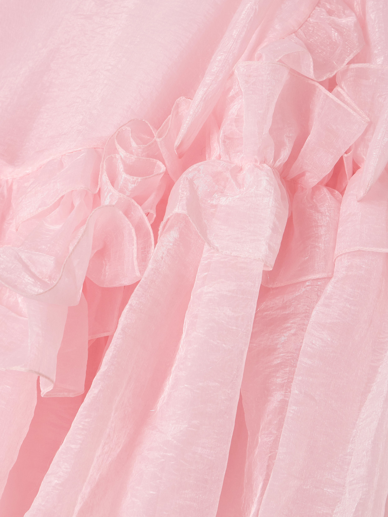 Cecilie Bahnsen Cristina Bow-detailed Tiered Ruffled Crinkled-taffeta Mini Dress In Pink