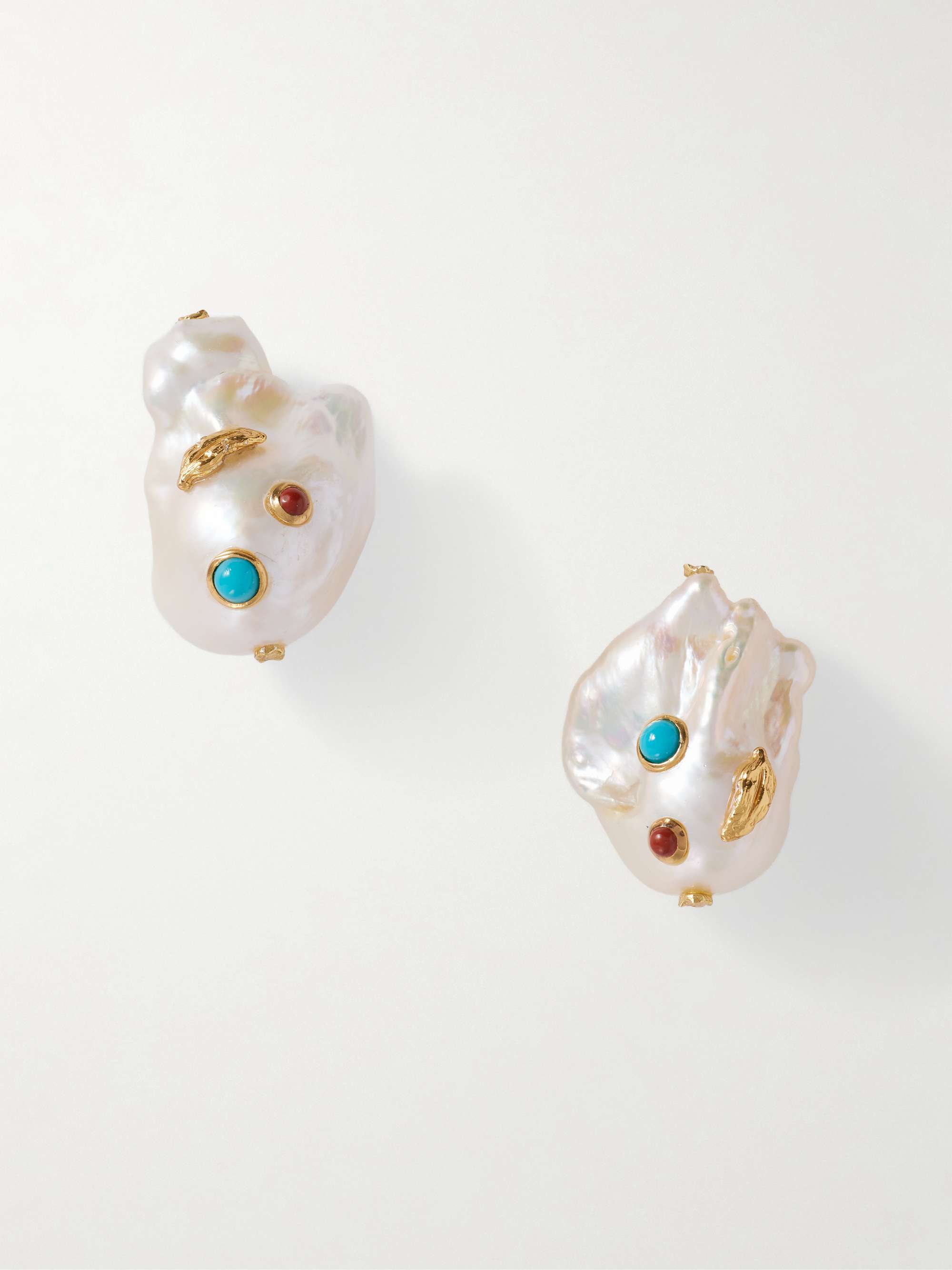 Jahn Feather gold-plated multi-stone earrings - white - One Size