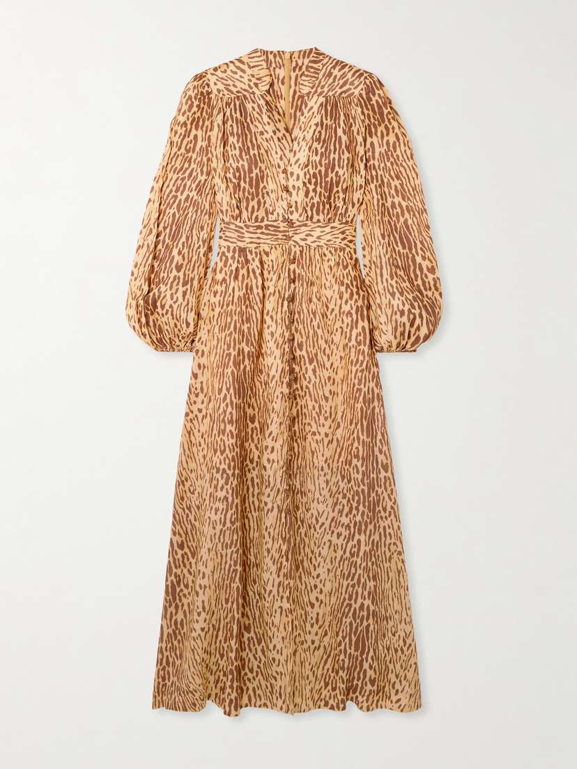 Zimmermann Cascadian Leopard-print Linen Maxi Dress