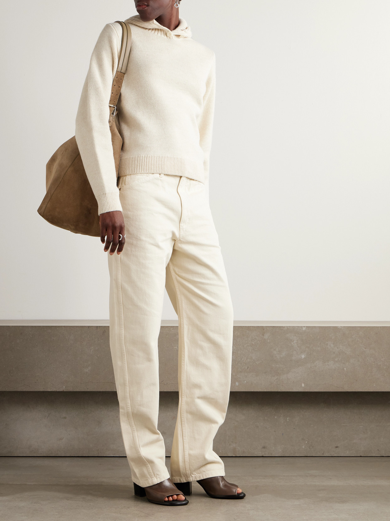 Lemaire Knitted Hoodie In White