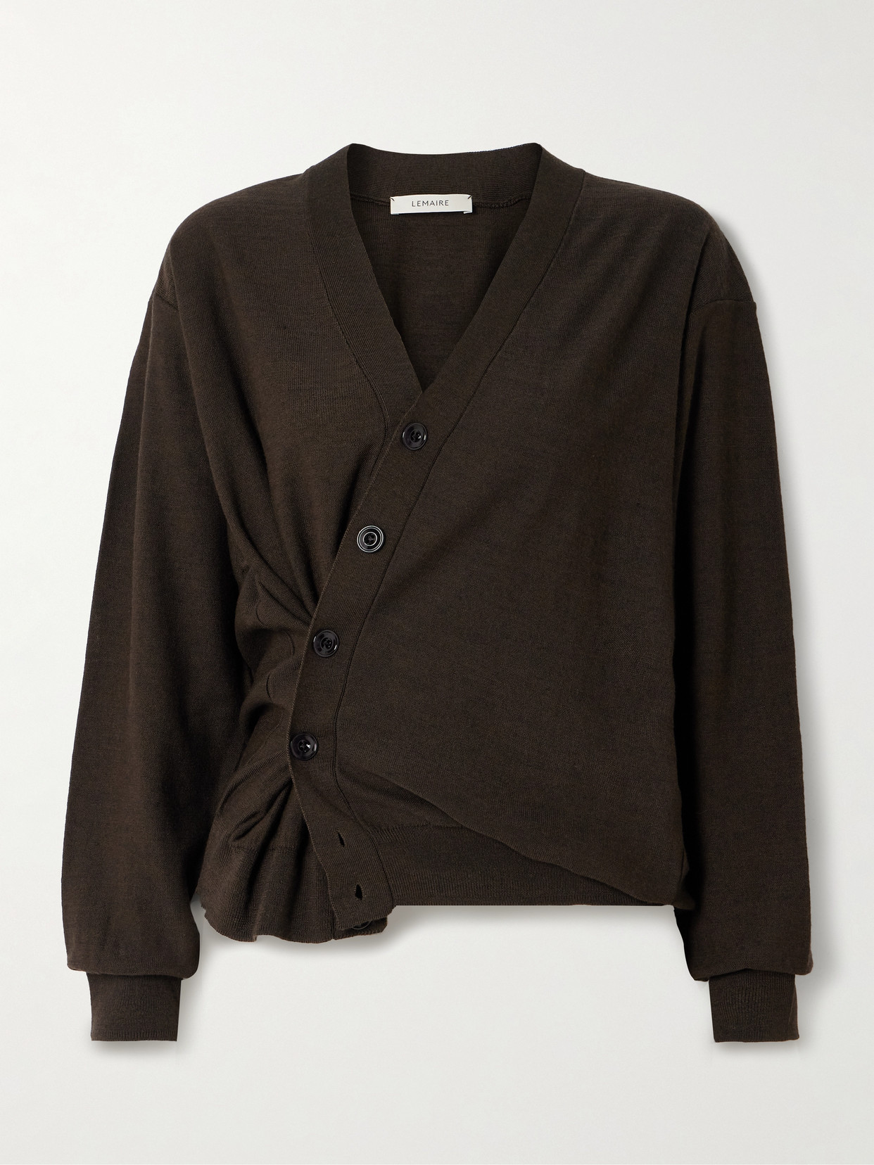 Lemaire Twisted Convertible Wool-blend Cardigan In Brown