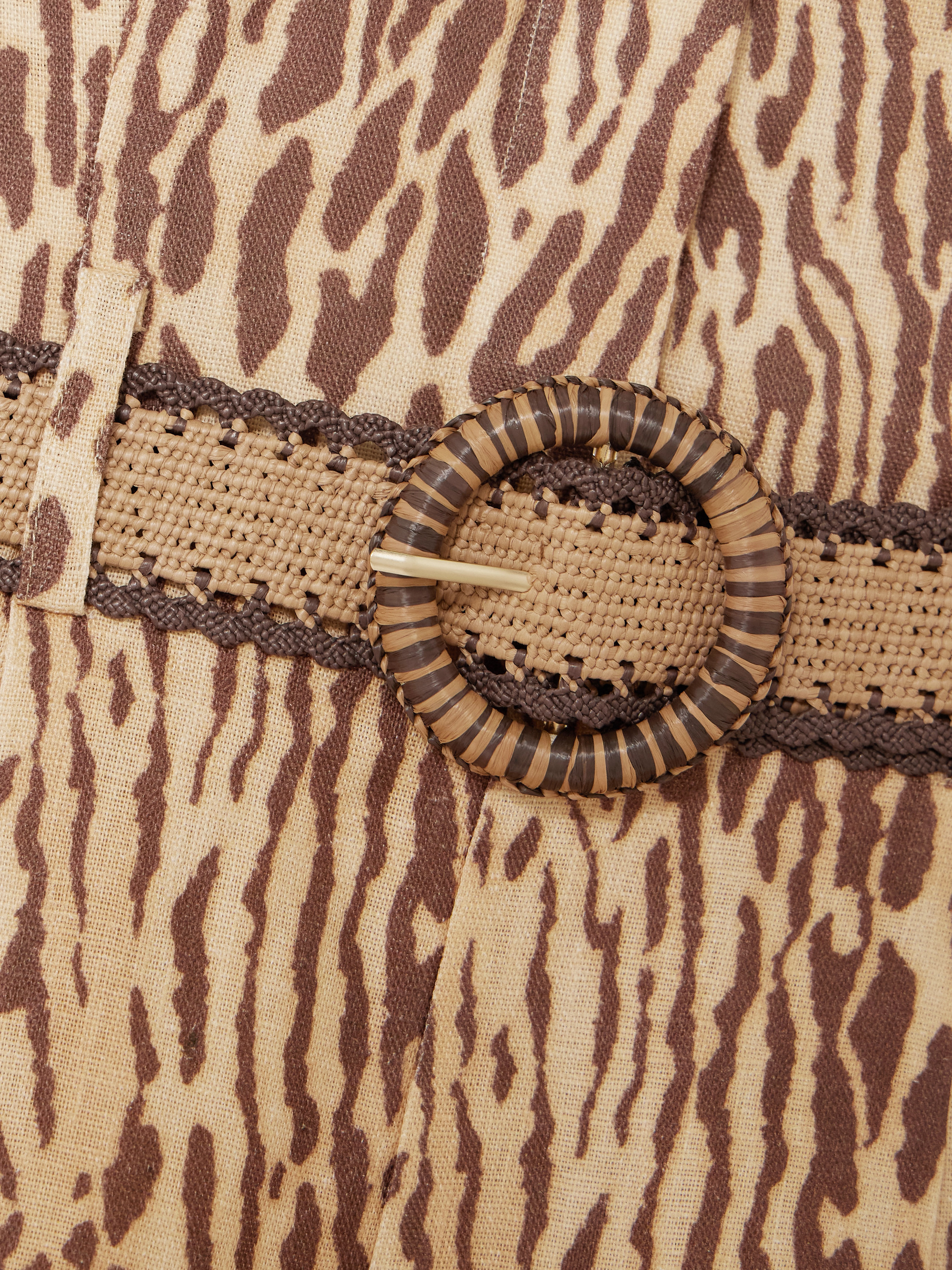 Zimmermann Cascadian belted pleated leopard-print linen playsuit