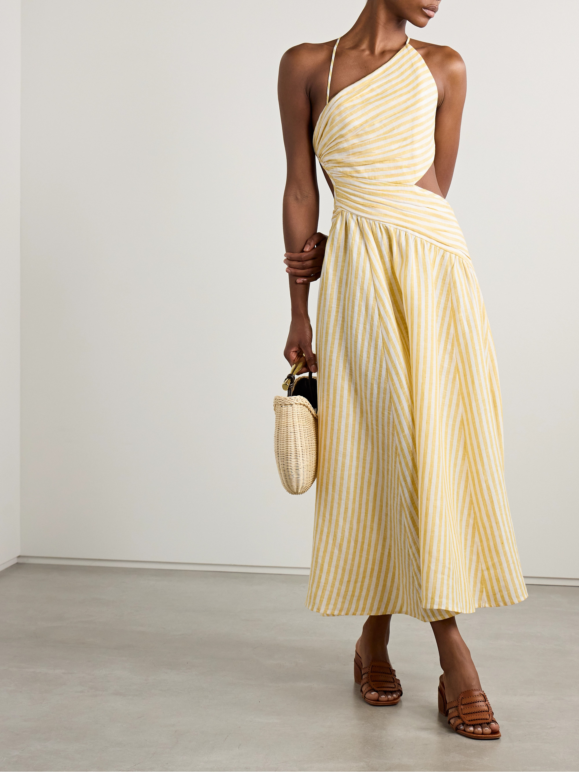 zimmermann cutout knotted linen midi dress Zimmermann Pink Python Print Linen Bellitude Knotted Cutout Midi Dress M Zimmermann