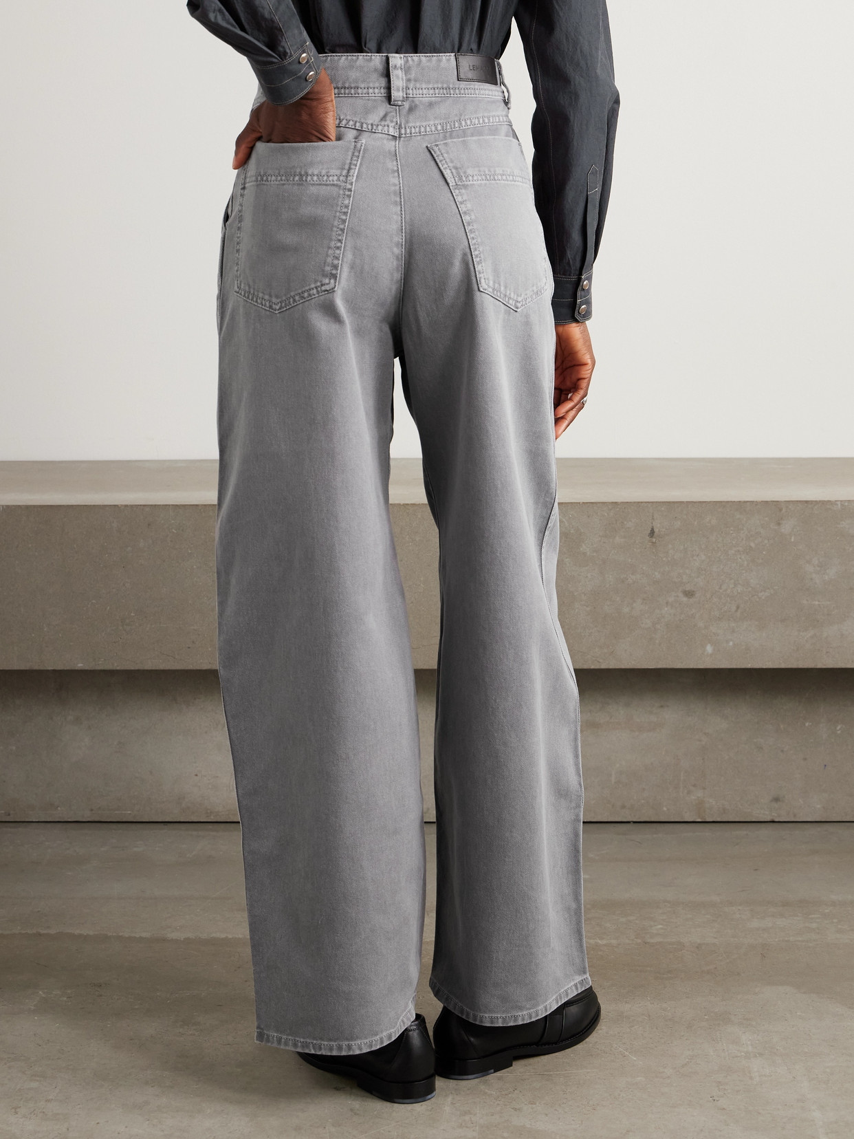 Lemaire Organic Cotton-twill Wide-leg Pants In Gray