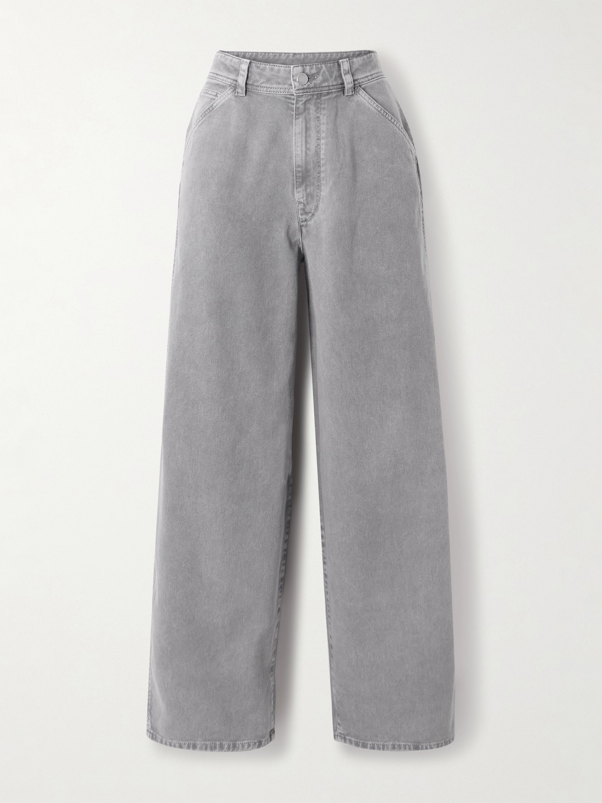 Lemaire Organic Cotton-twill Wide-leg Pants In Gray