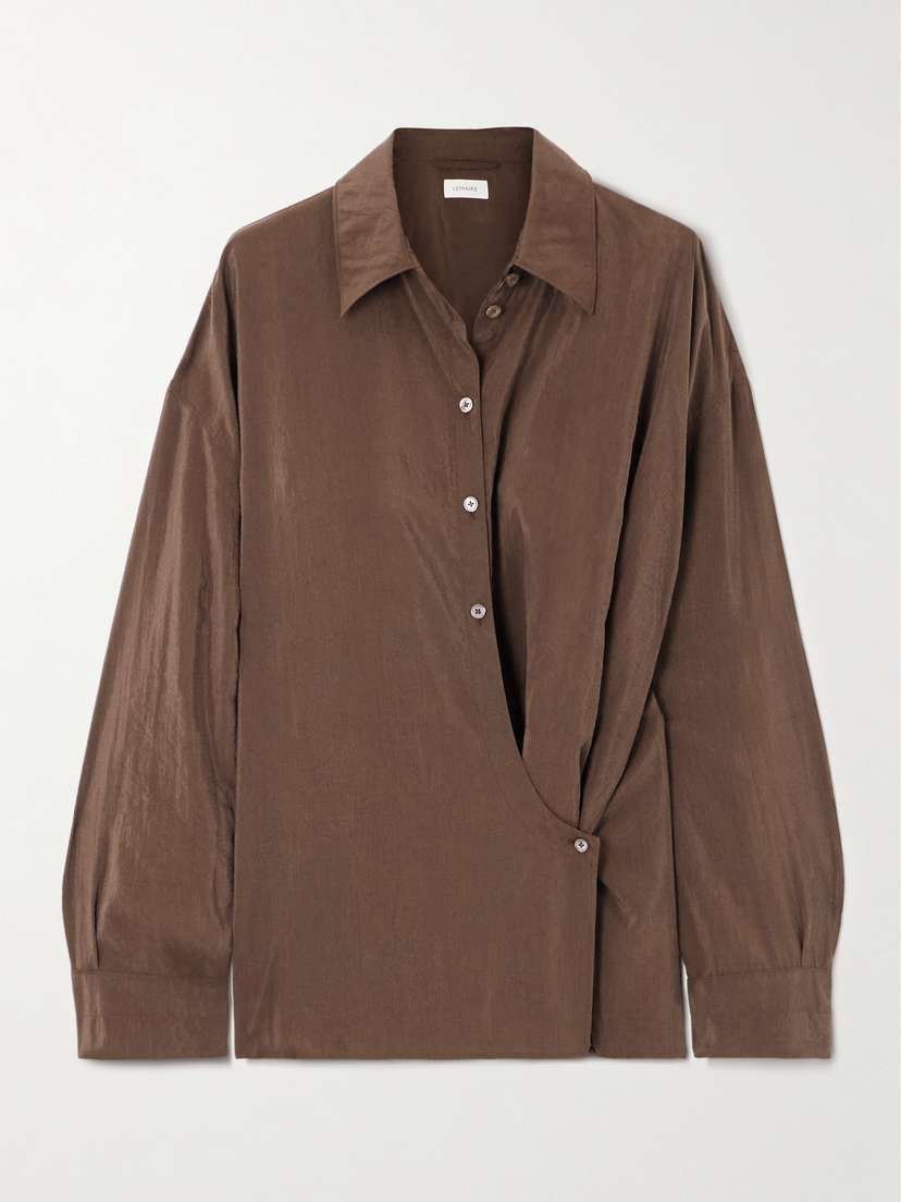 Lemaire Twisted Crinkled Silk-blend Wrap Shirt