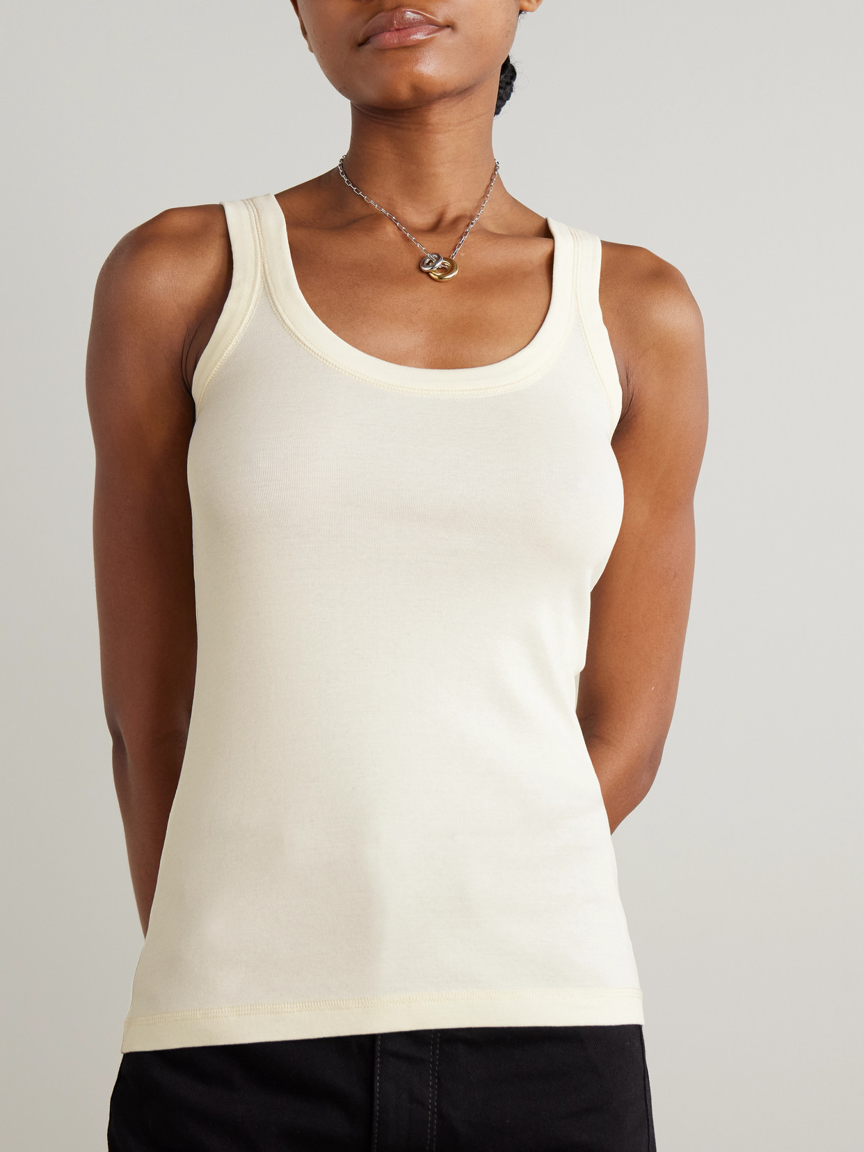 Lemaire Ribbed Cotton Tank Top In White