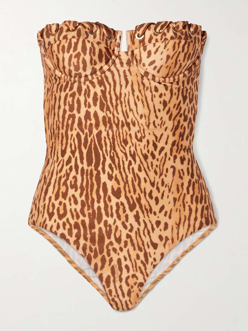 Zimmermann Cascadian Whipstitched Leopard-print Underwired Swimsuit