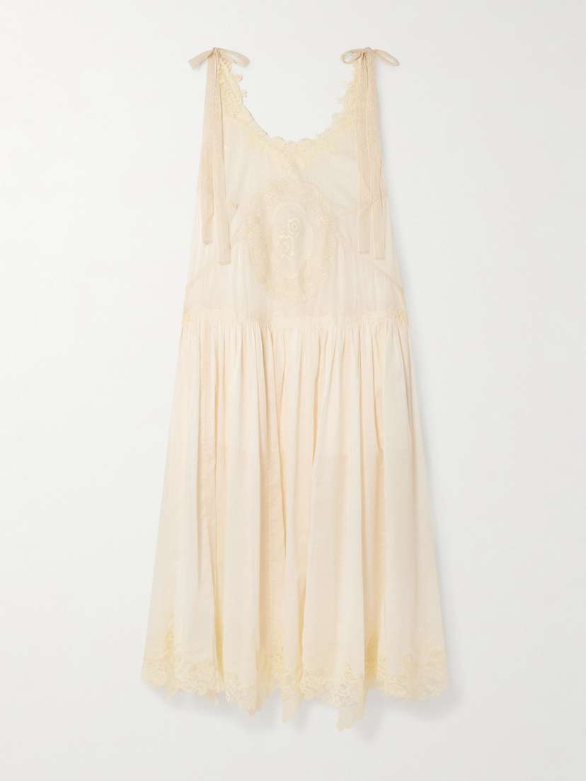 Zimmermann Cascadian Lace-trimmed Checked Cotton-voile Midi Dress