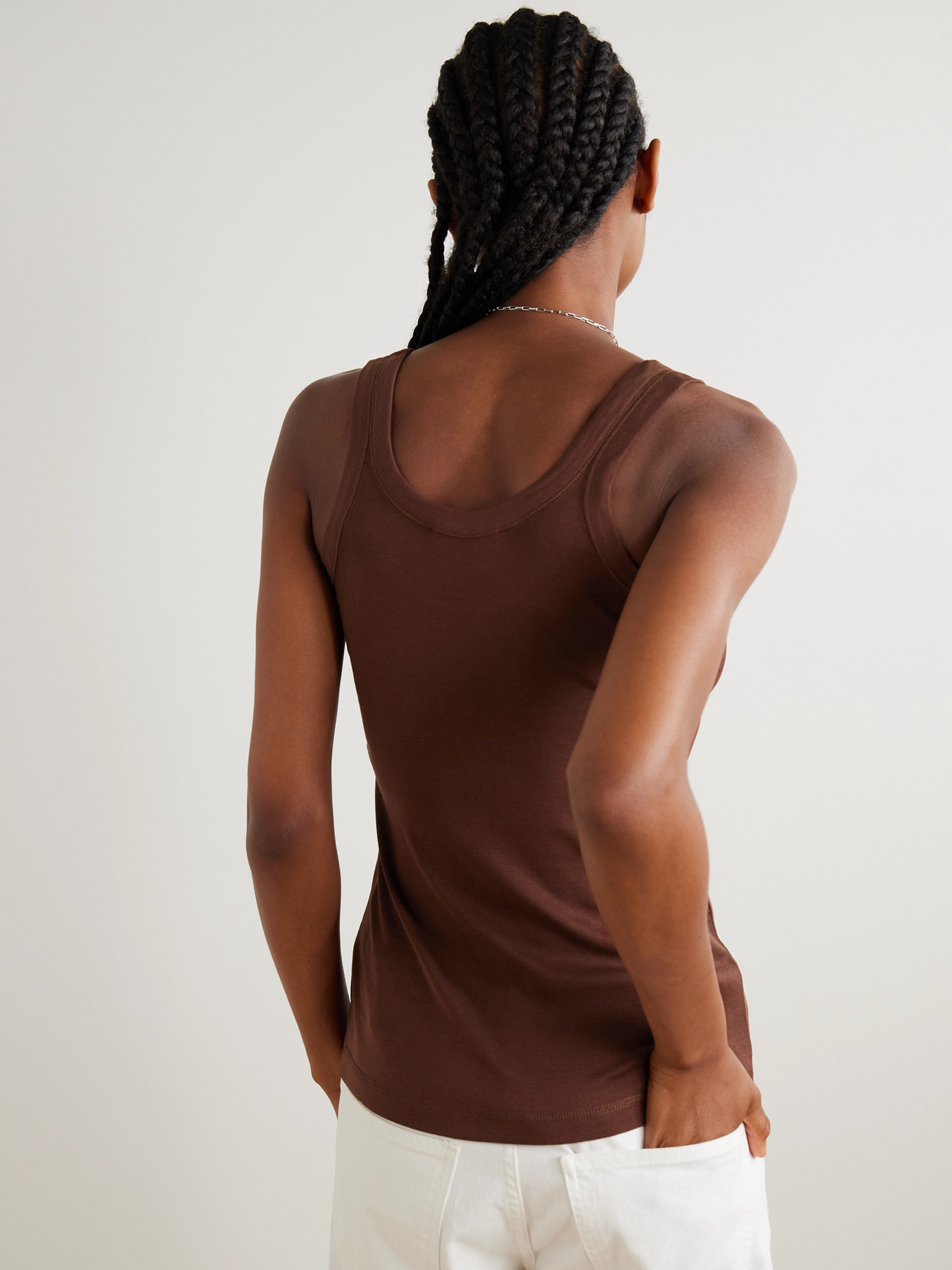Lemaire Scoop-neck Cotton Tank Top In Brown