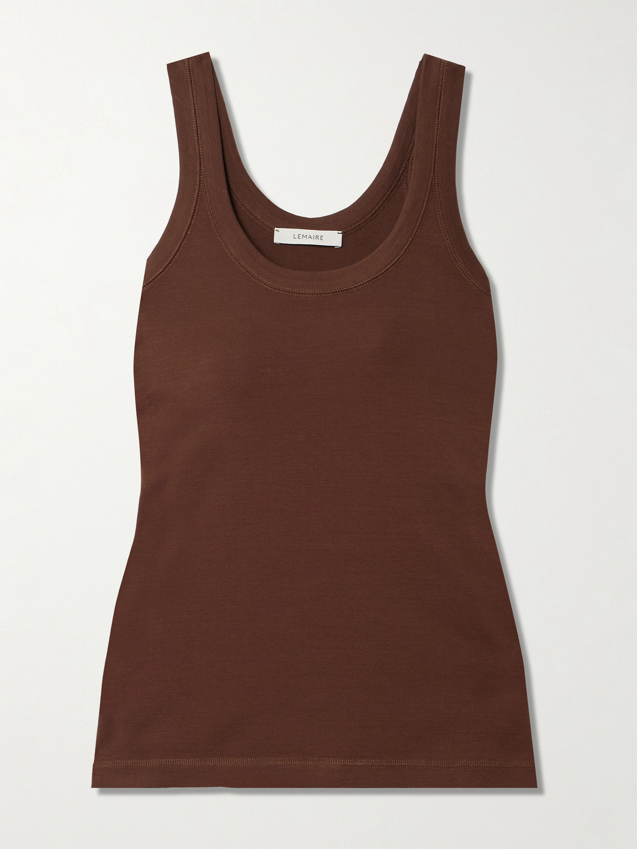 Lemaire Scoop-neck Cotton Tank Top In Brown