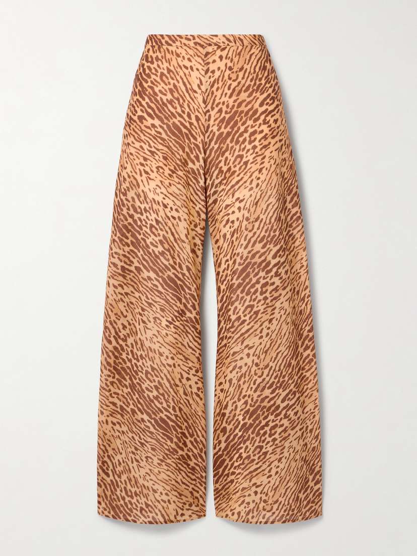 Zimmermann Cascadian Leopard-print Cotton-poplin Flared Pants