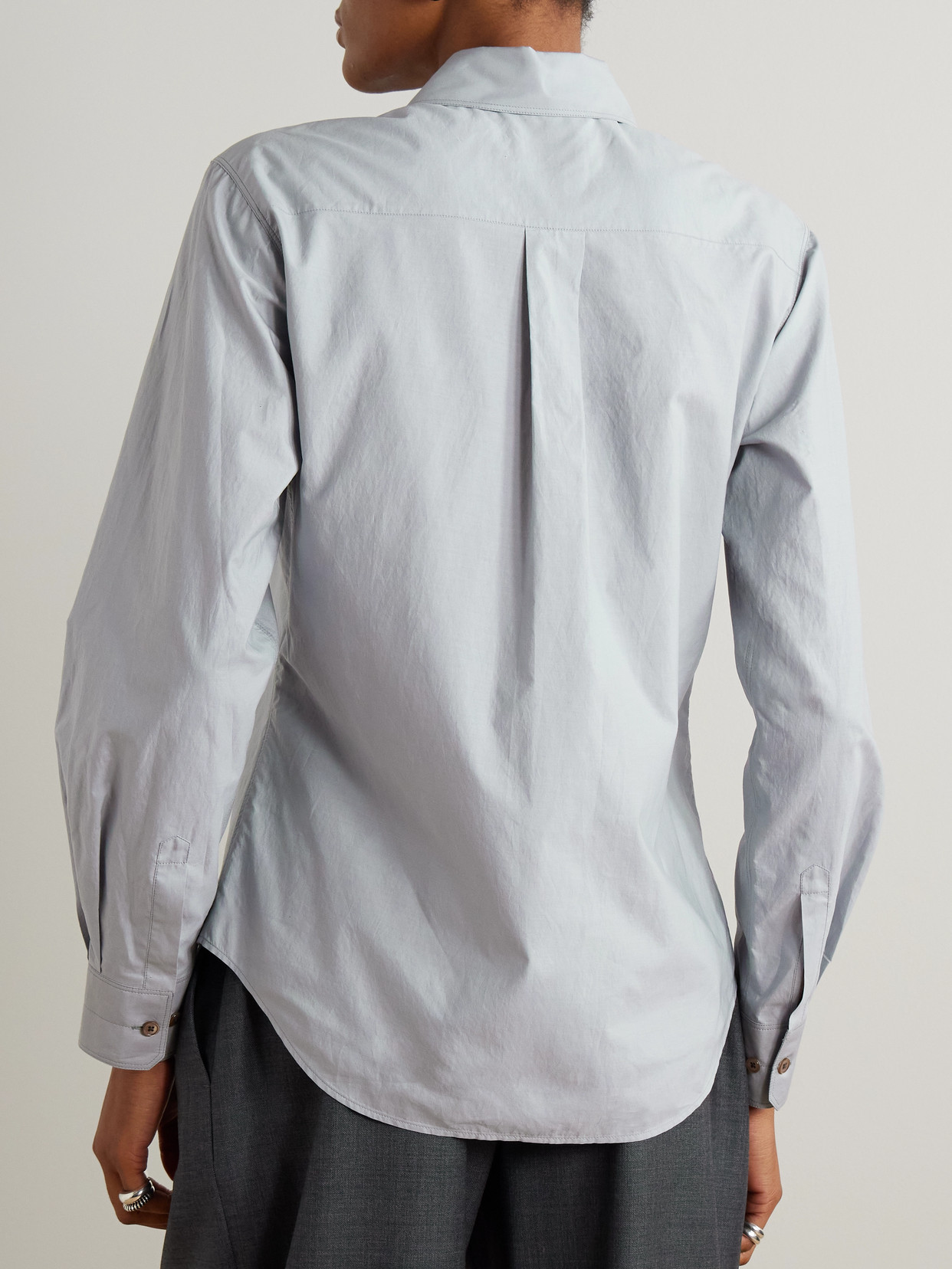 Topstitched Cotton And Silk-Blend Shirt
