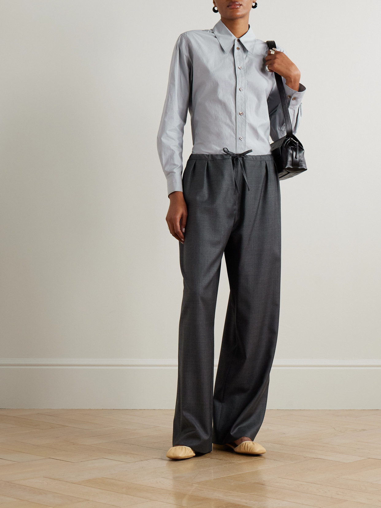 Topstitched Cotton And Silk-Blend Shirt