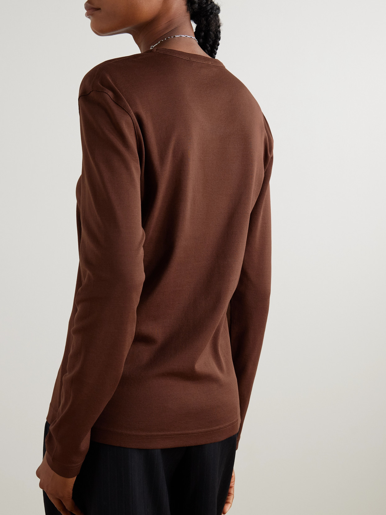Lemaire Long Sleeve Round Neck Top Design In Brown