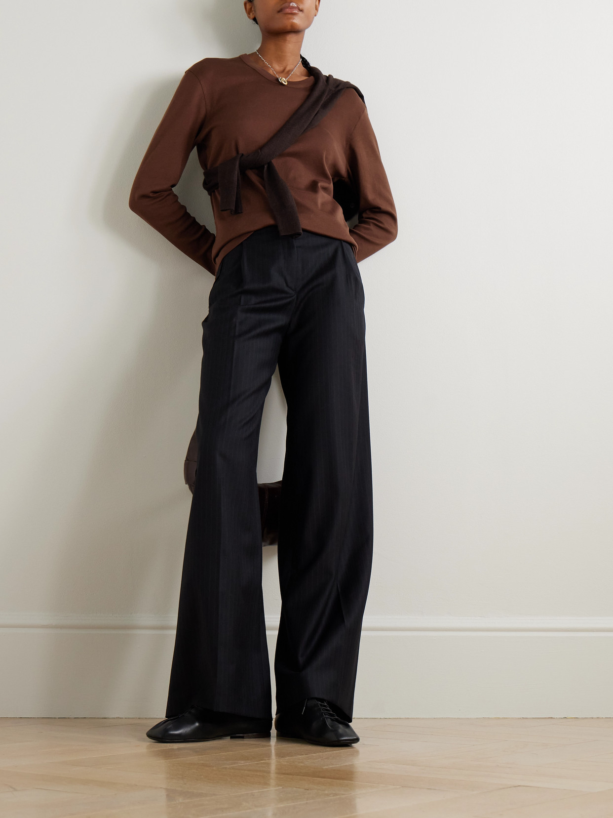 Lemaire Long Sleeve Round Neck Top Design In Brown