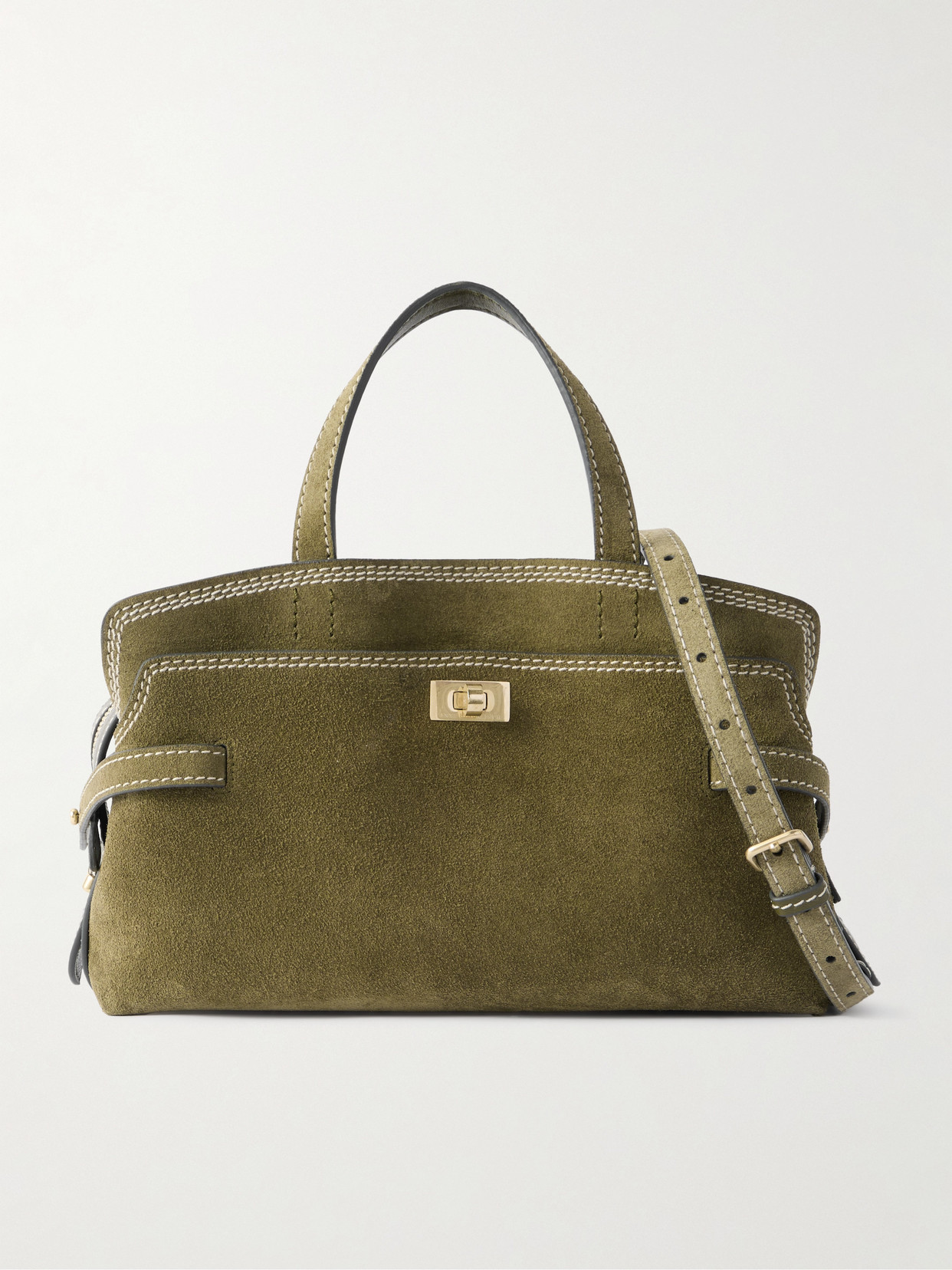 Anya Hindmarch Wilson Small Leather-trimmed Suede Shoulder Bag In Green