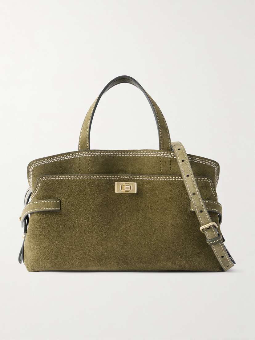 Anya Hindmarch Wilson Small Leather-trimmed Suede Shoulder Bag