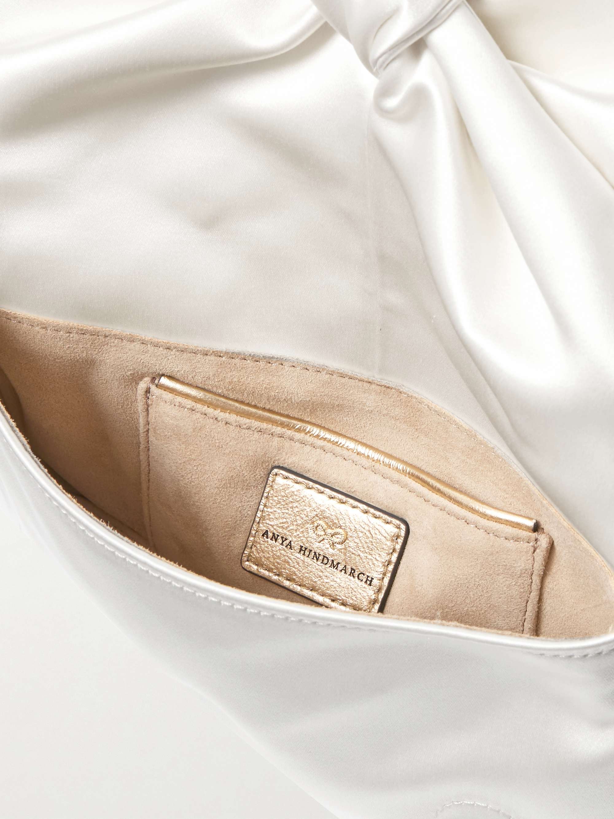 ANYA HINDMARCH Bow fringed satin clutch