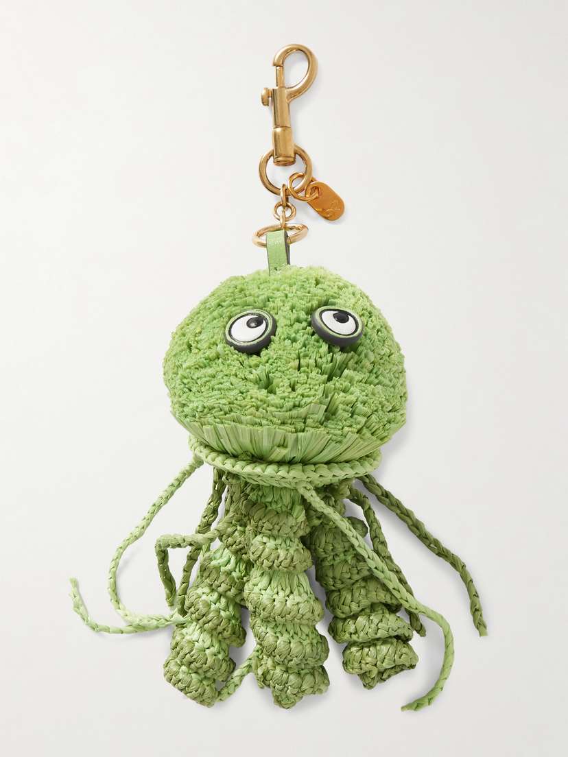 Anya Hindmarch Jellyfish Leather-trimmed Raffia Keychain