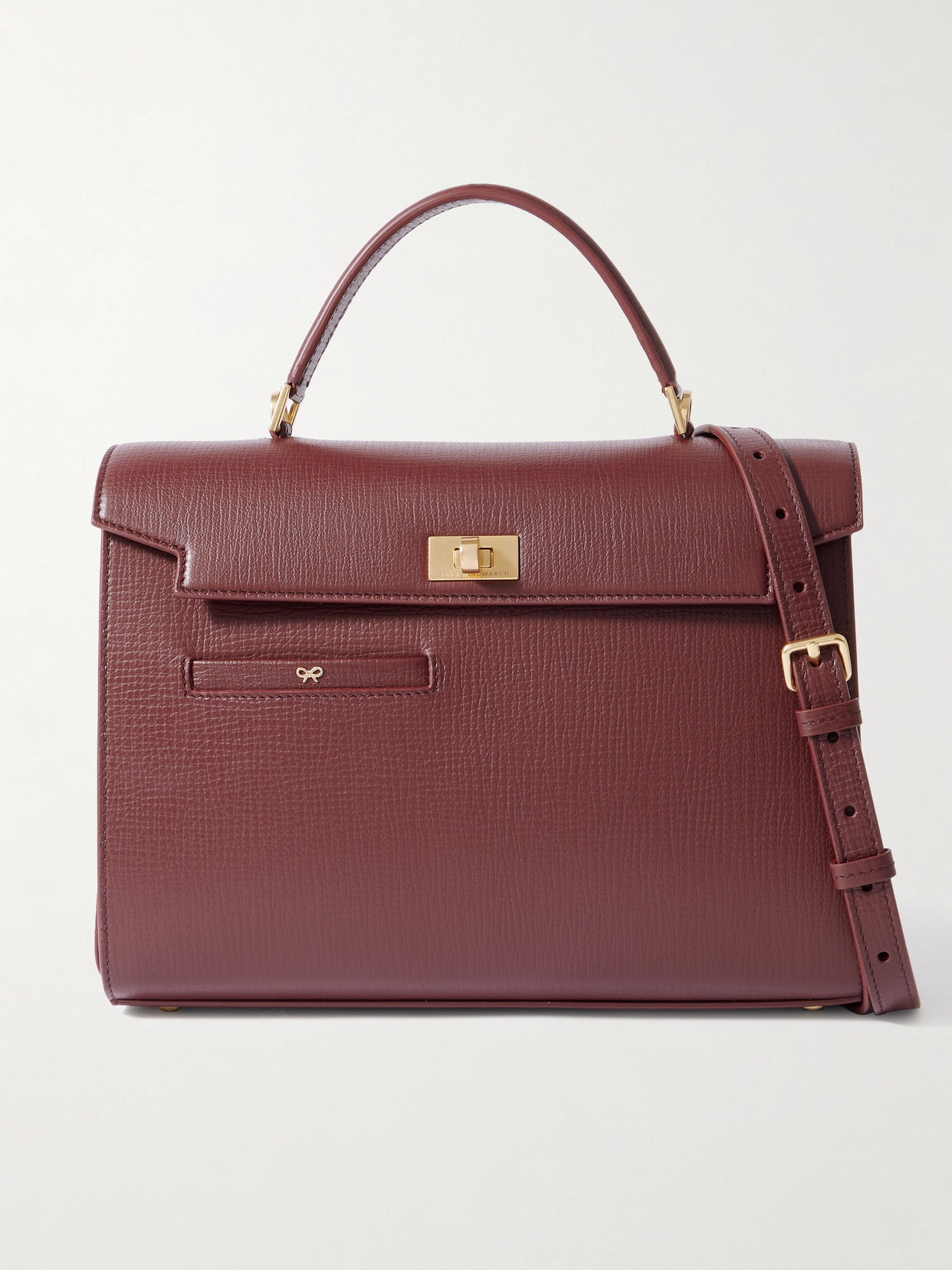 Anya Hindmarch Mortimer Textured Leather Shoulder Bag In Burgundy