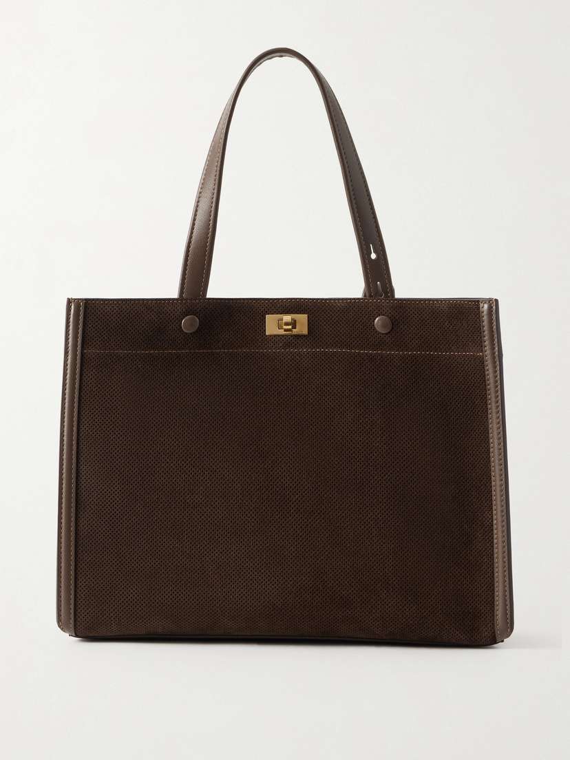 Anya Hindmarch Mortimer Small Leather And Perforated Suede Tote